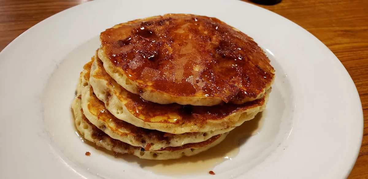 Creme Brulee Pancakes with Syrup