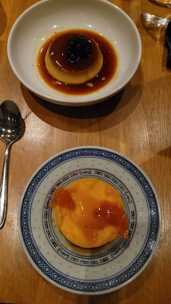 Coconut Flan with Blueberries
