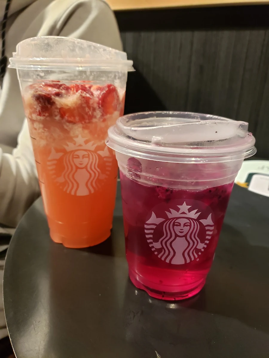 Strawberry Coconut Drink and Mango Dragon Fruit Refresher
