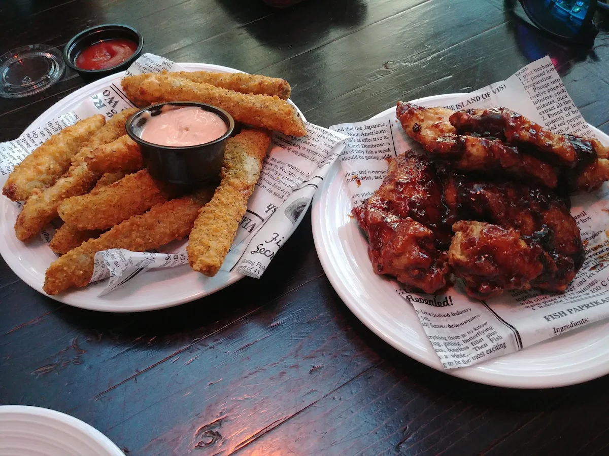 Fried Dill Pickles & Wings with Danny's Whole Hog Roasted Garlic Sauce