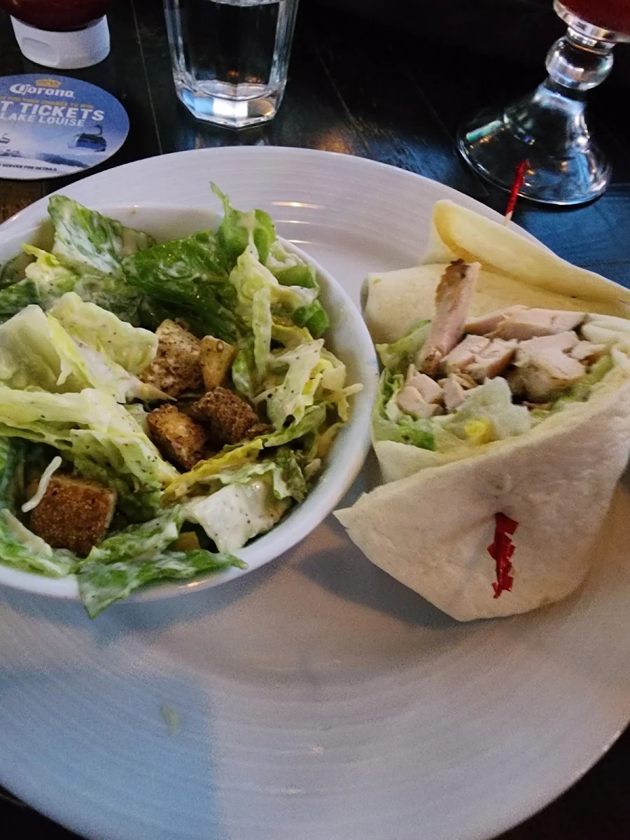 Grilled Chicken Caesar Wrap and Ceaser Salad