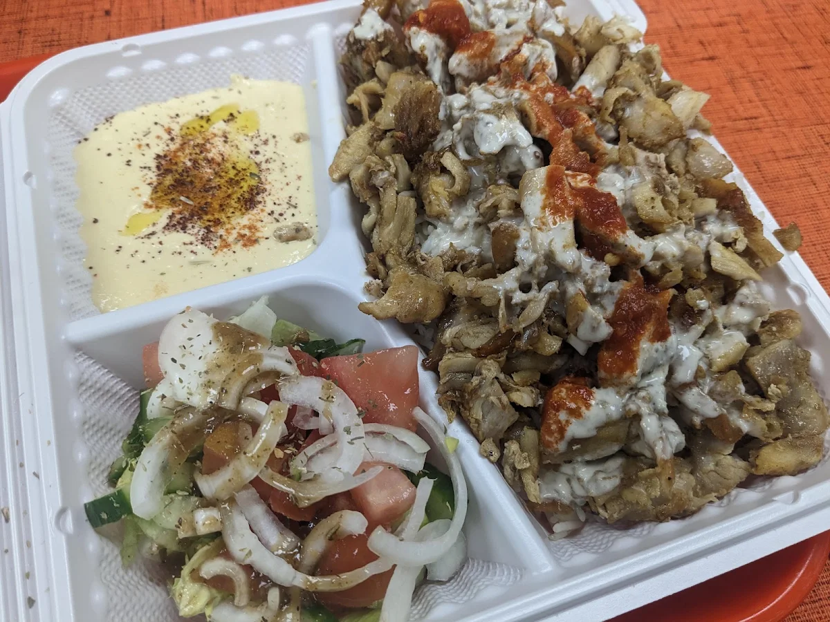 Chicken Shawarma Plate with Tzatziki Sauceand Lamb