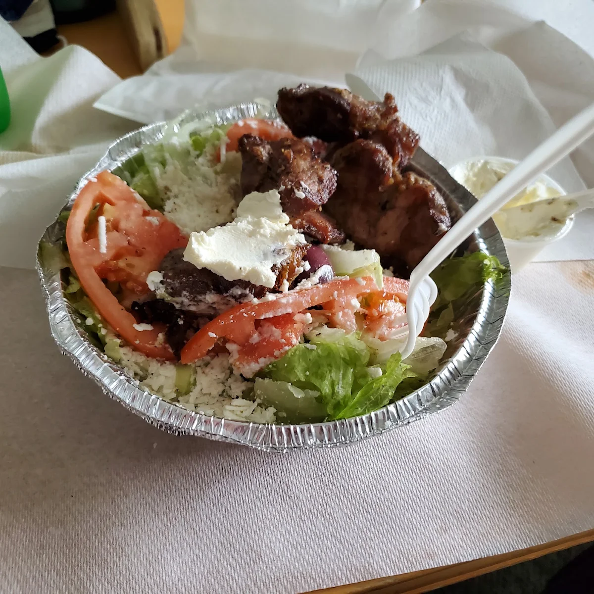 Lamb Souvlaki with Greek Salad
