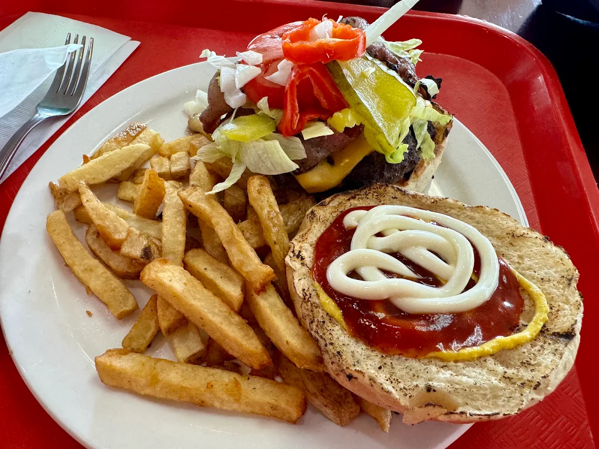 Home Bacon Cheeseburger and Fries