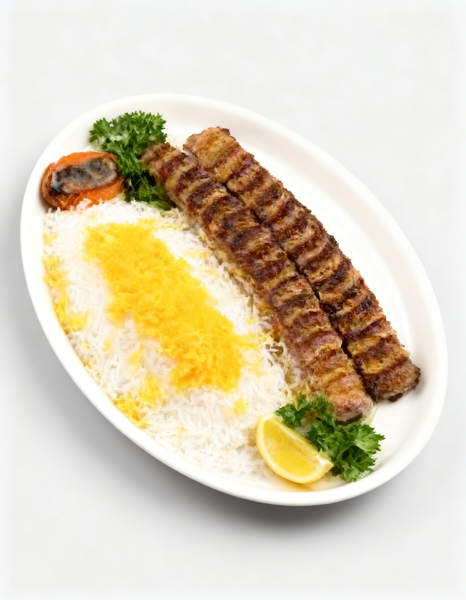 Saffron Rice with Chicken Kabob
