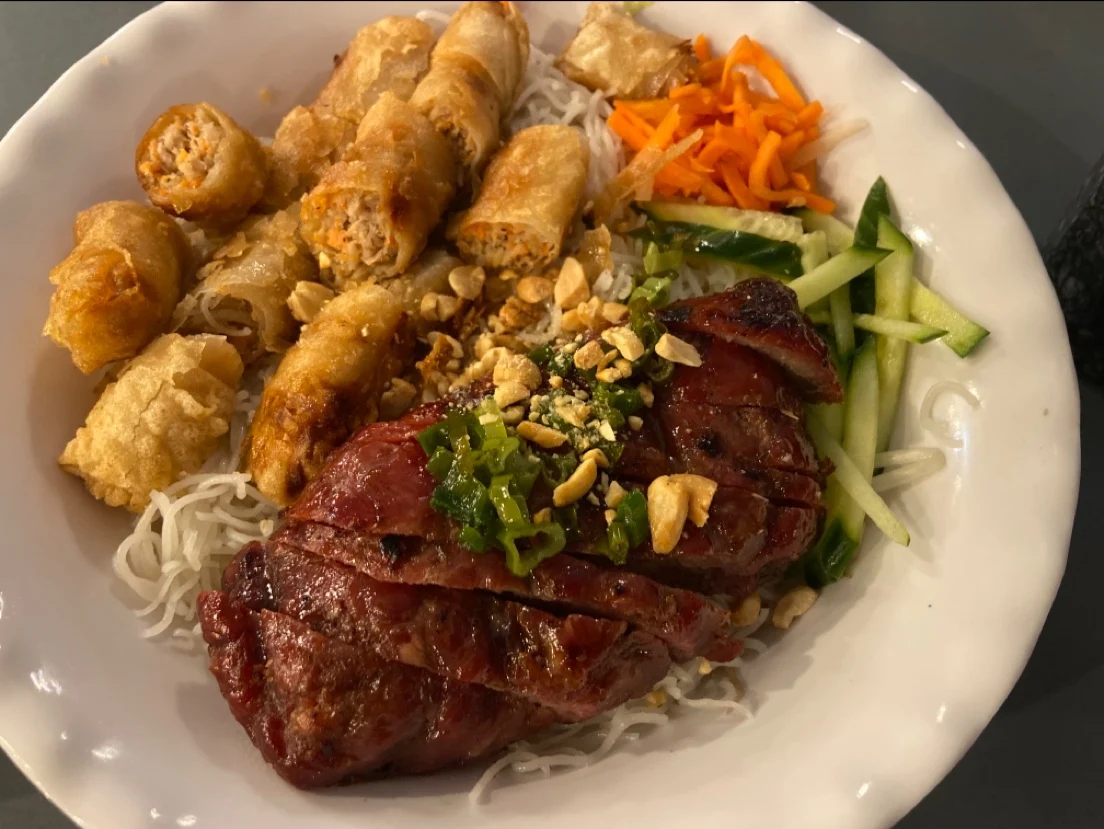 Beef with Vietnamese Spring Rolls