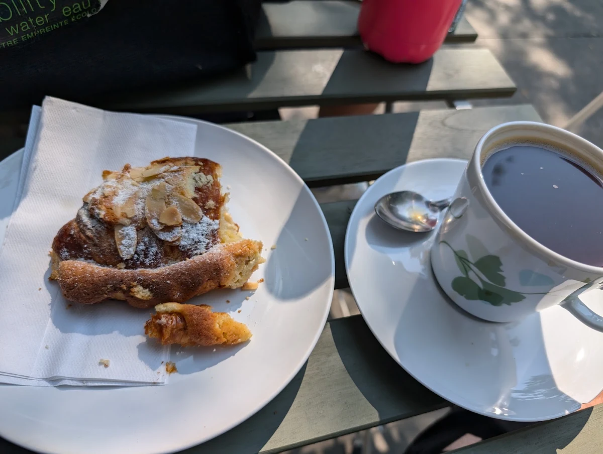 Almond Croissant and Americano Coffee