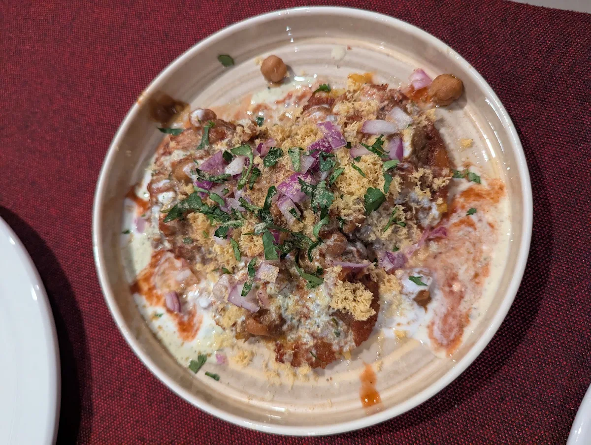 Chaat de Samosa Avec Pois Chiches Chana Samosa Chaat
