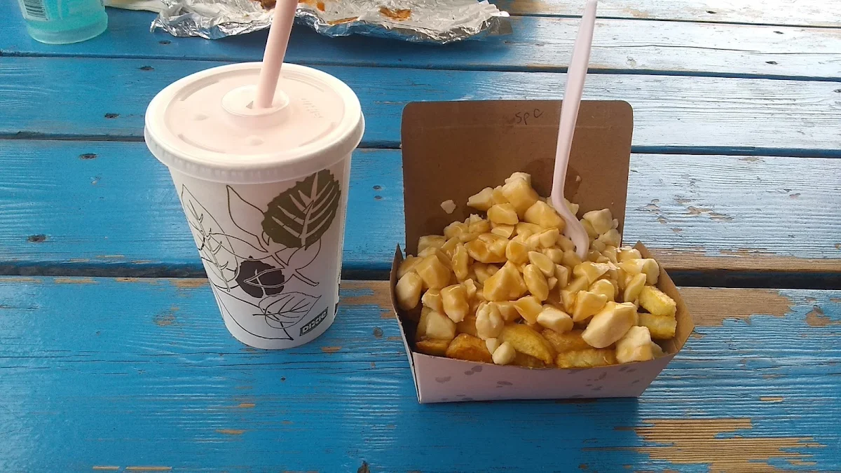 Poutine and Strawberry Milkshake