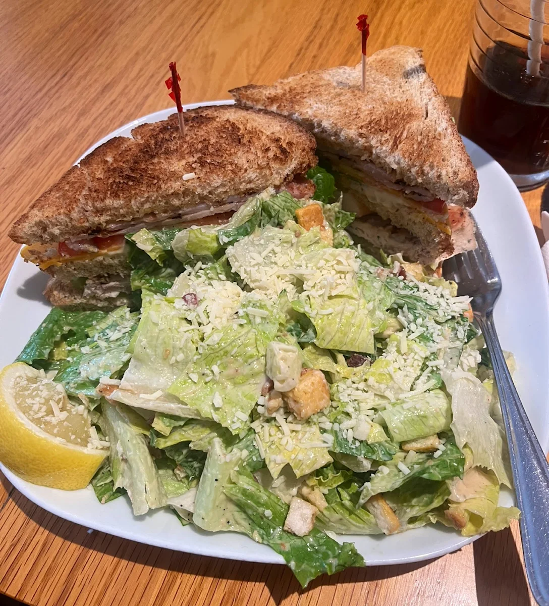 Chicken Club Sandwich with Ceasar Salad