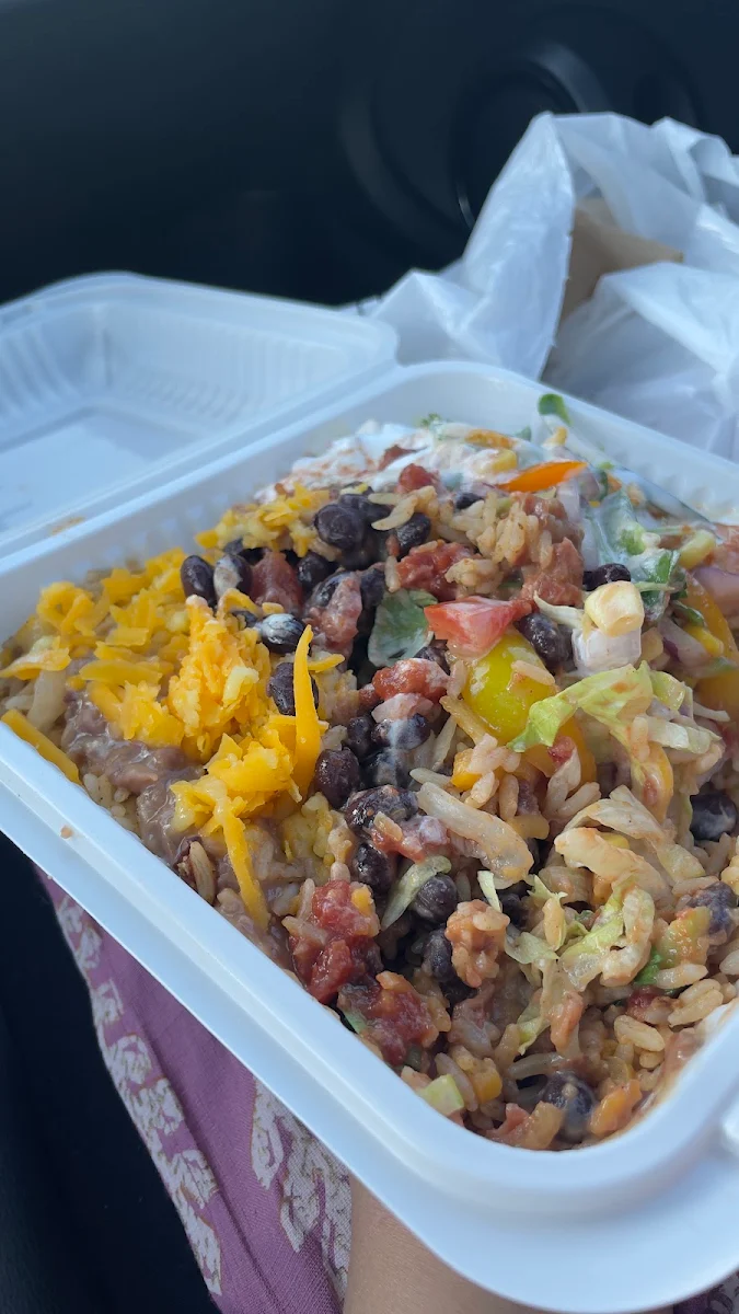Burrito Bowl of Rice and Beans and Cheese