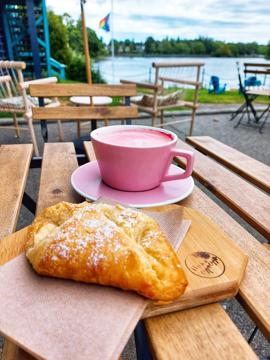 Super Food Latte and Almond Croissant