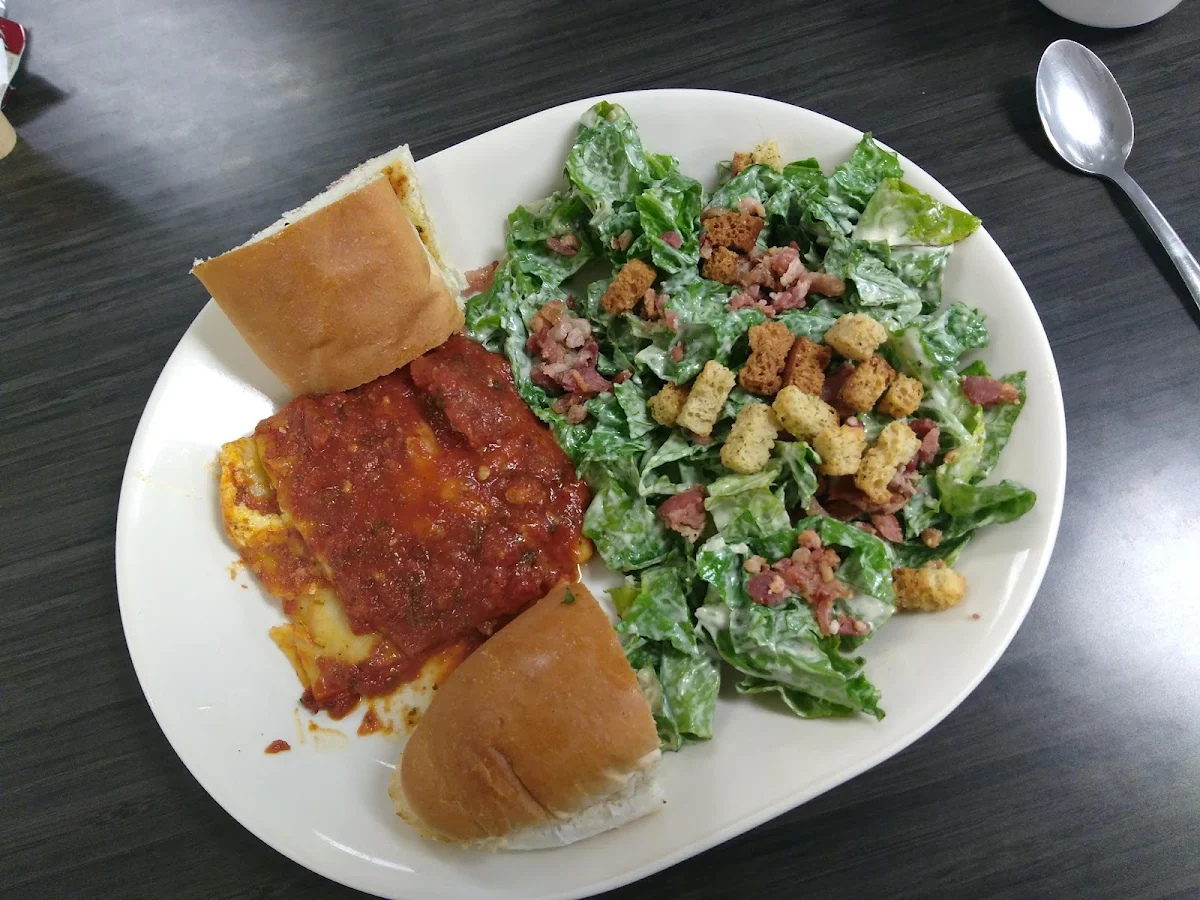 Lasagna Alla Bolognese with Ceasar Salad and Garlic Bread