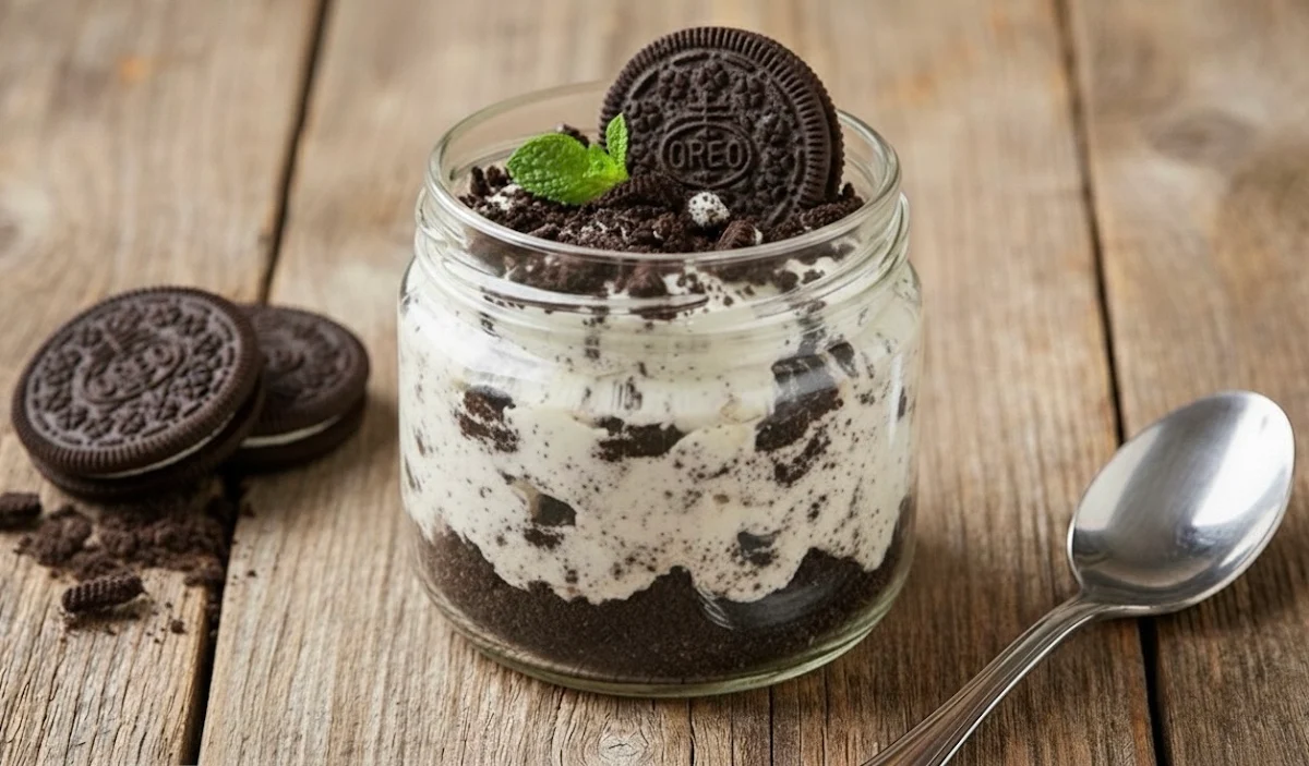 Eggless Oreo Cookies & Cream Cheesecake Jar Freshly Homemade