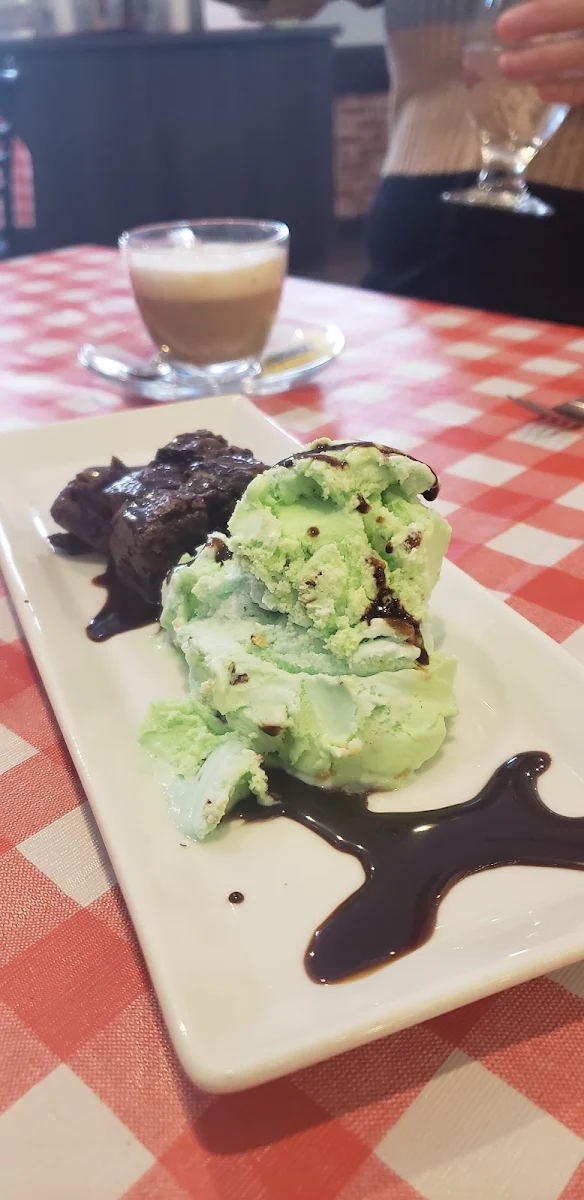 Brownie with Pistachio Ice Cream