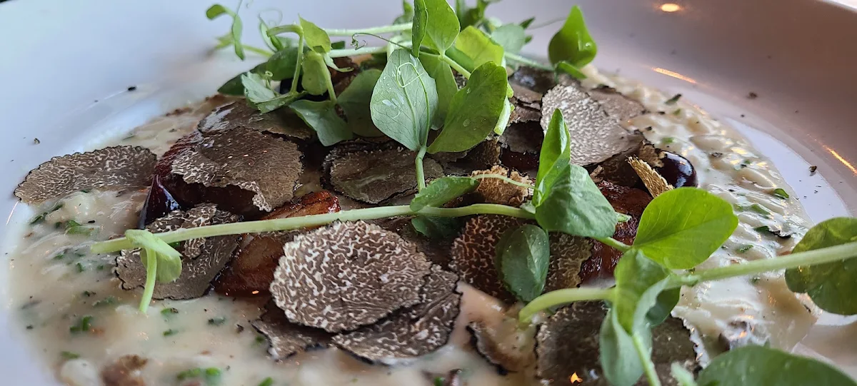 Seared Scallops Mushroom Risotto Shaved Truffle