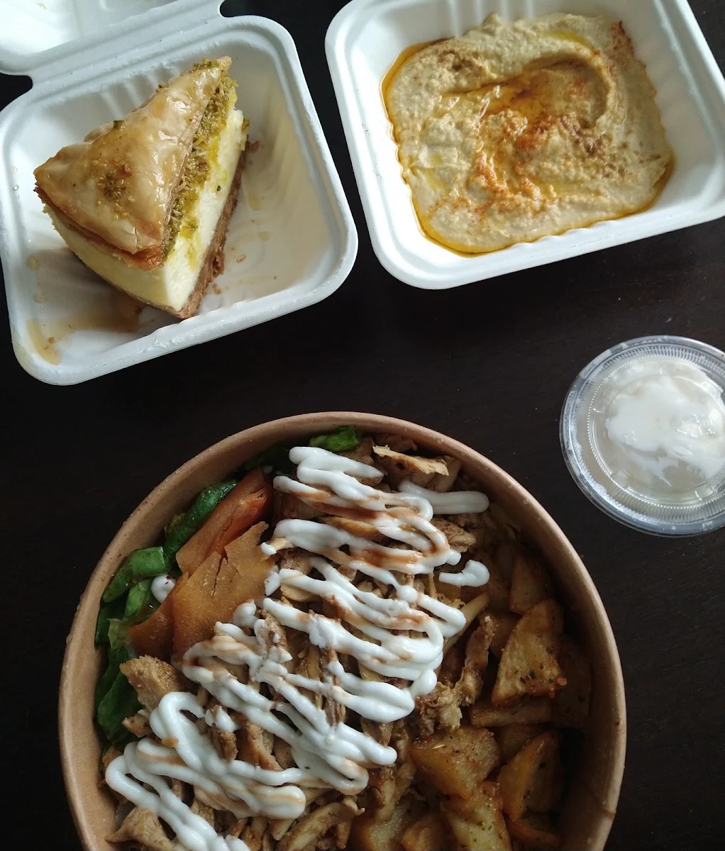 Garlic Dip and Baklava