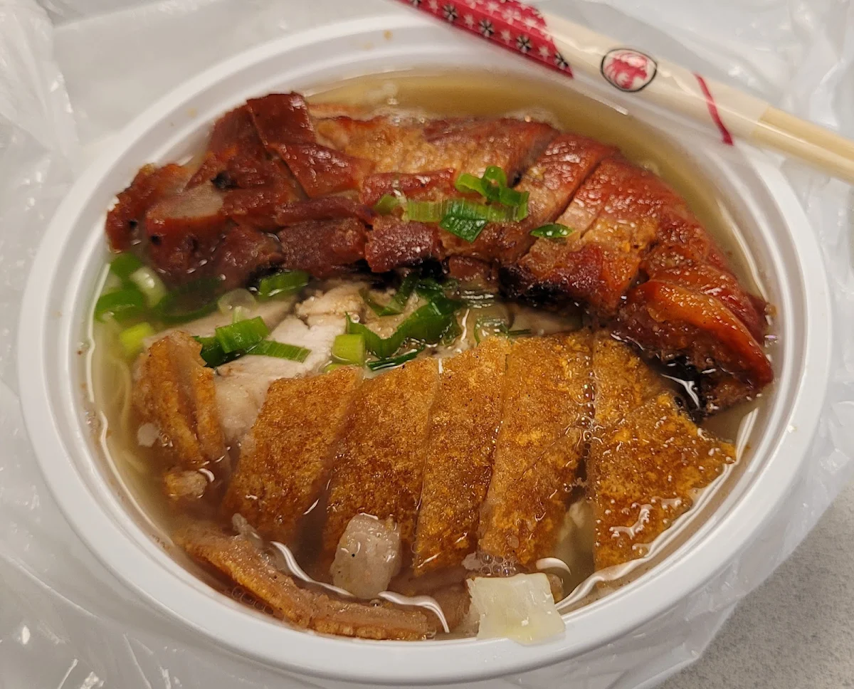 Roasted Pork and Char Siu on Egg Noodle Soup