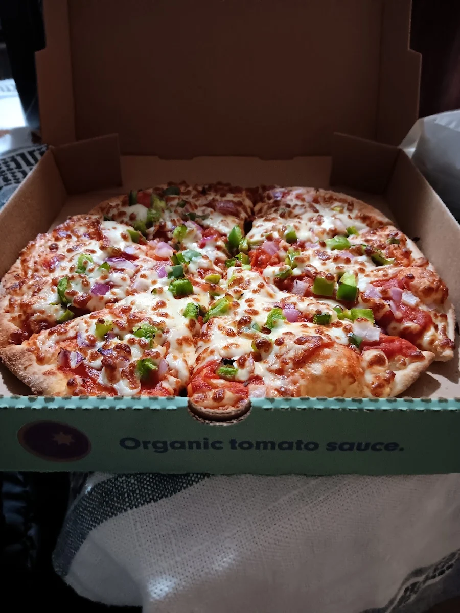 Small Pepperoni Red Onions and Green Peppers Pizza