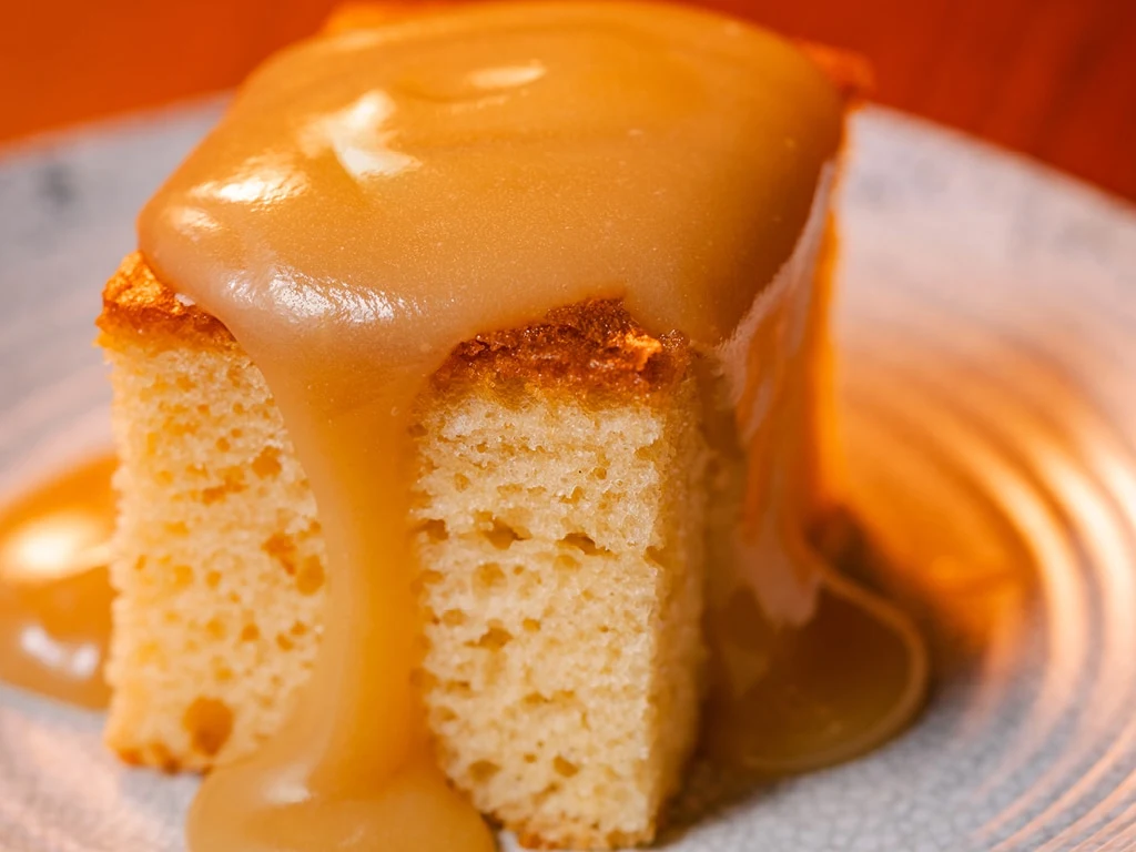 Gâteau Vanillé Avec Sauce Sucre À la Crème