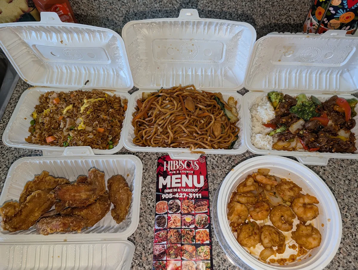 Chicken Fry Rice Chicken Chowmien Spicy Beef with White Rice Pepper Shrimps and Chicken Wings