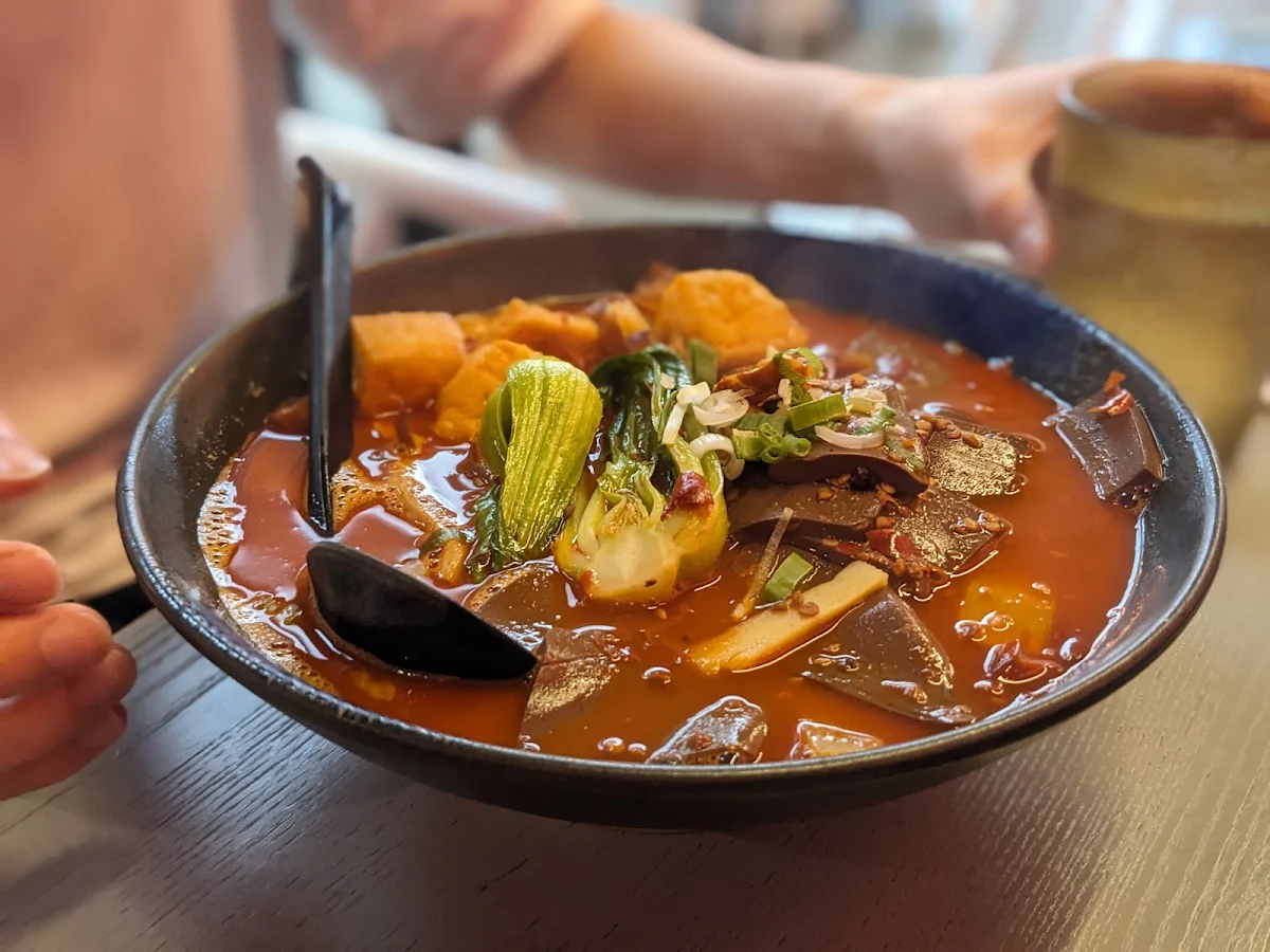 Duck Blood with Chili Sauce Rice Noodles