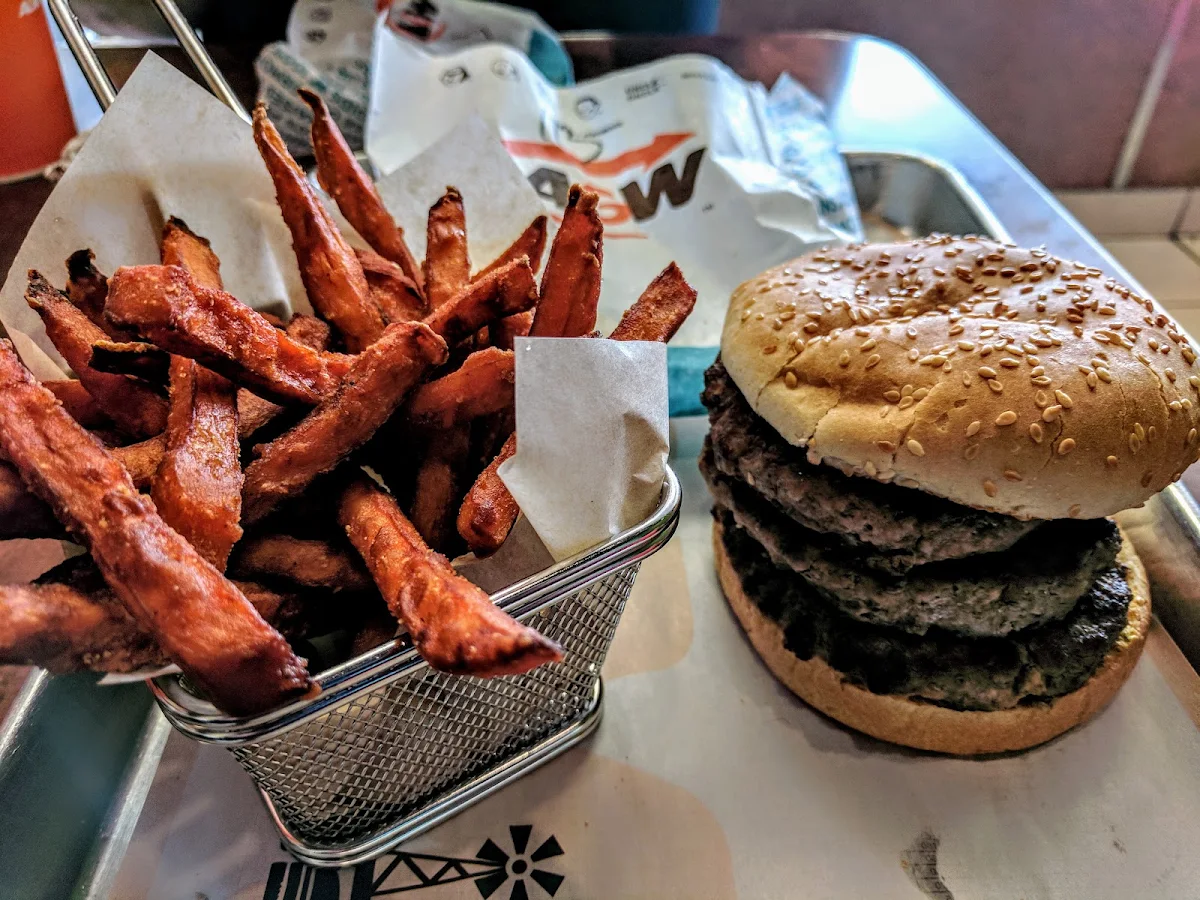 Grandpa Burger and Sweet Potato Fries