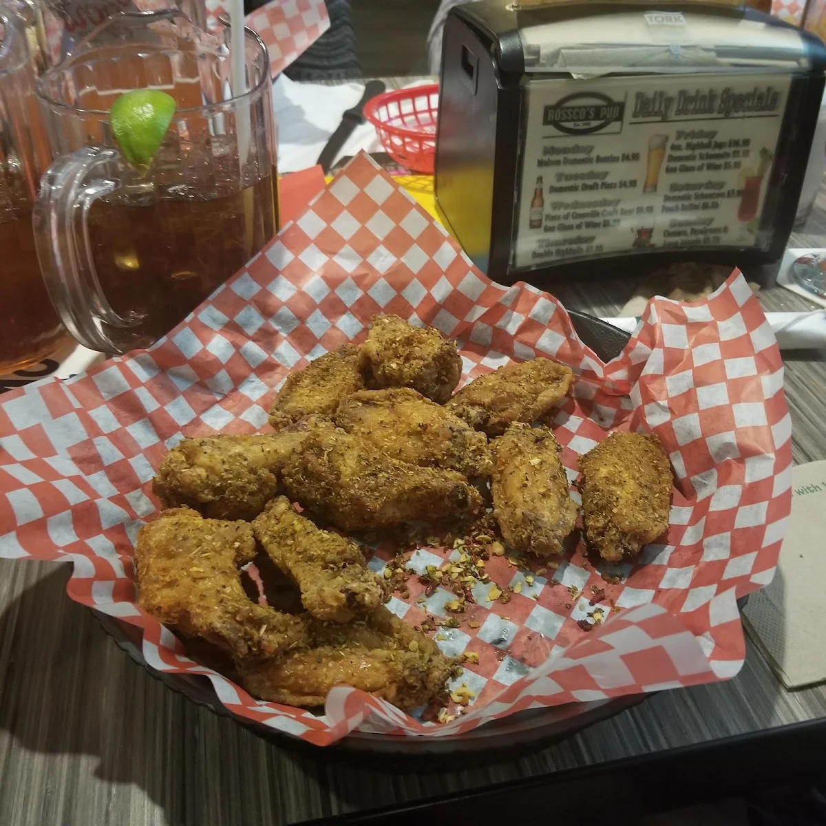 Wings and Fries with Buffalo Sauce