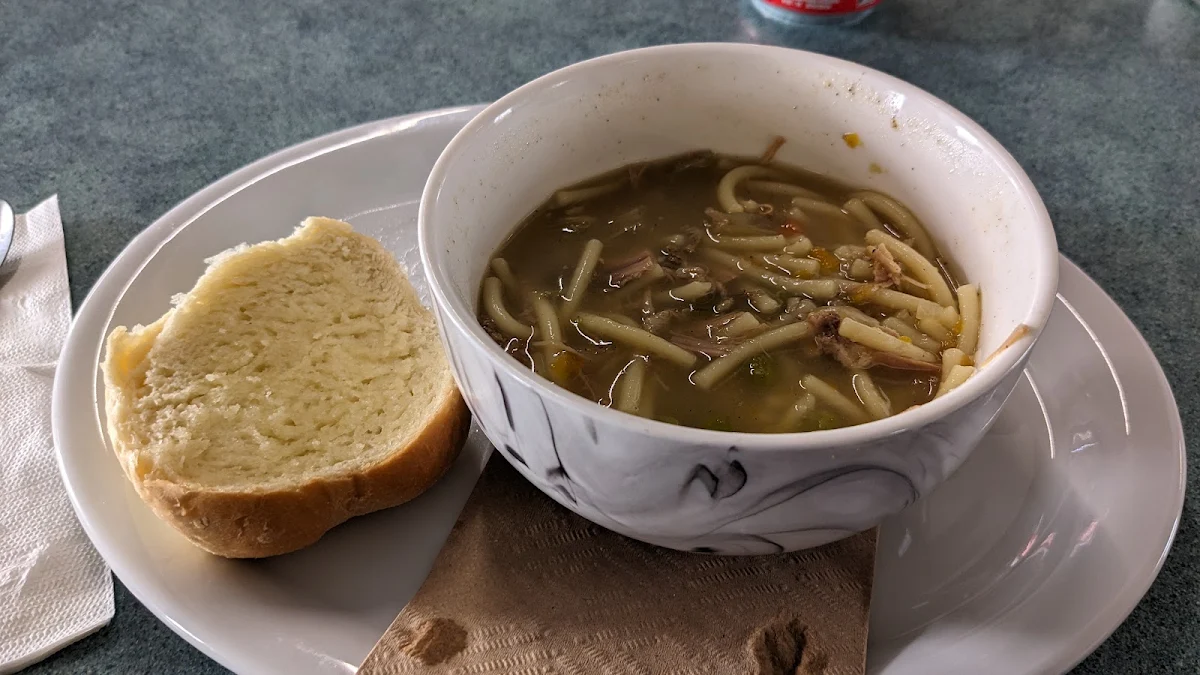 Turkey Noodle Soup with Made Bun I'Ve Already Eaten Half Lol a Home