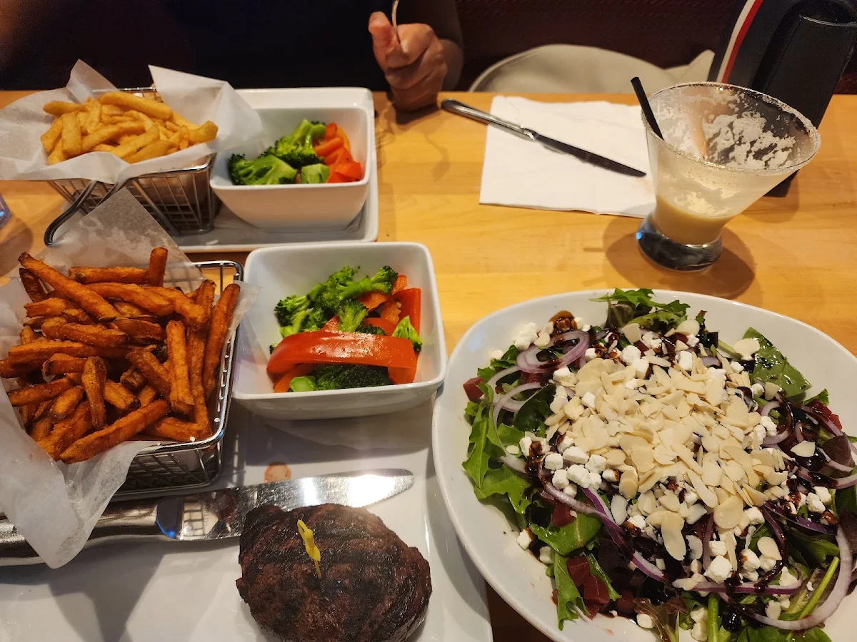 Goat Cheese Salad Steak and Sweet Potato Fries