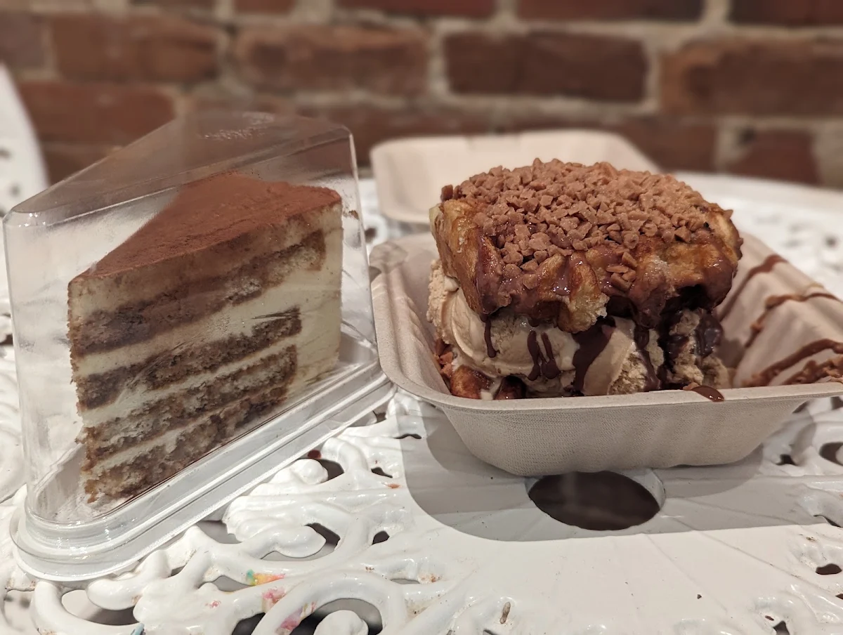 Tiramisu Cake and Waffle Sandwich