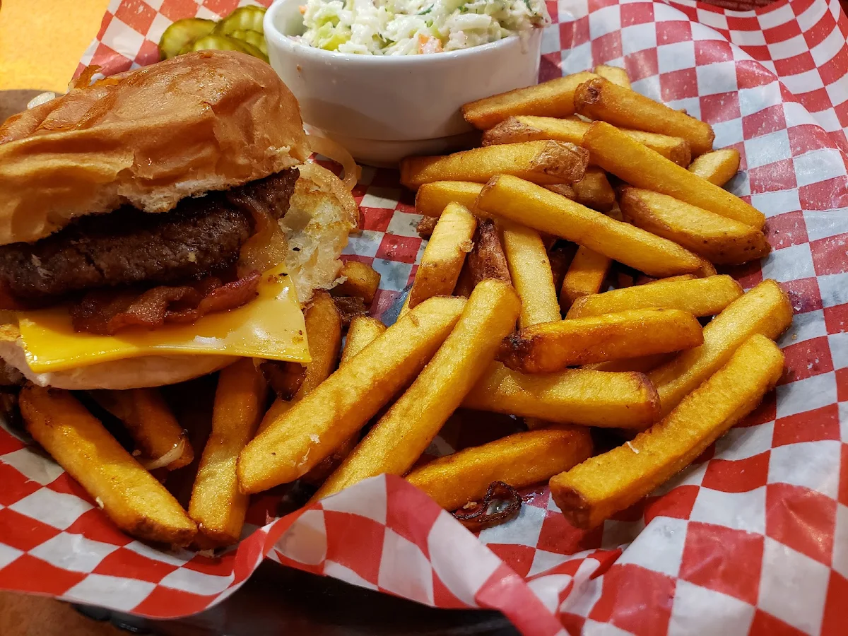Single Burger Fries and Slaw