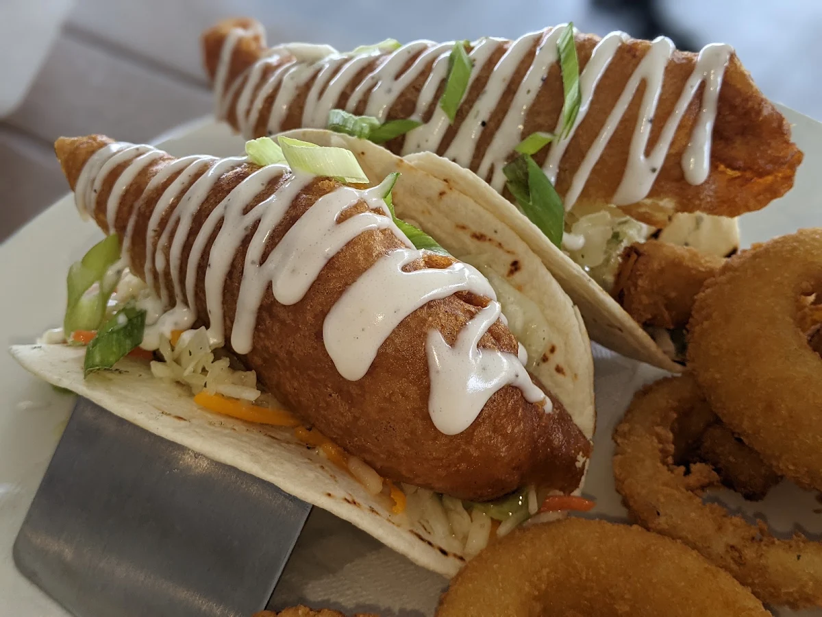 Fish Taco and Onion Rings