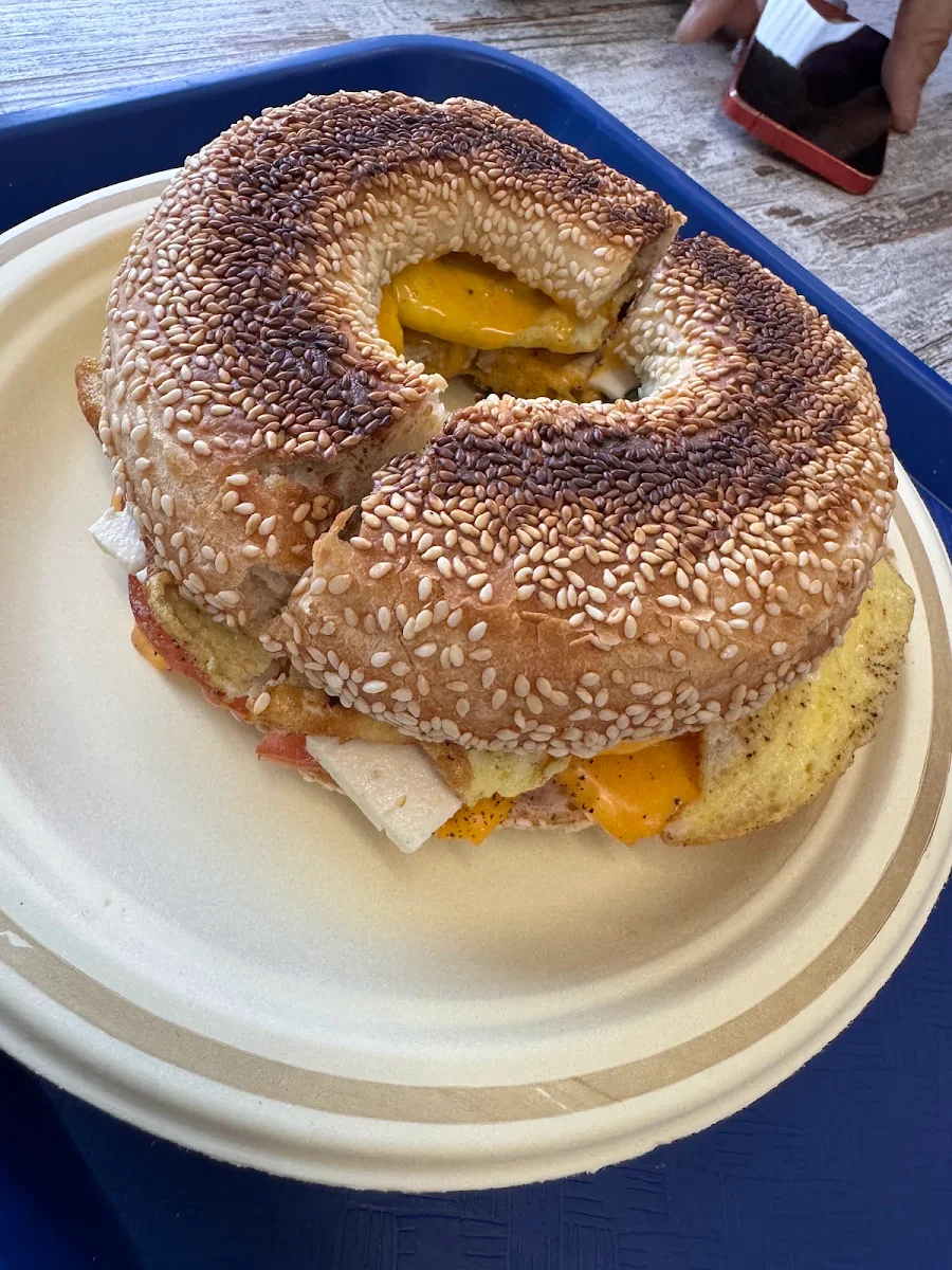 Jerusalem Bagel Sandwich with Omelette Feta Olives