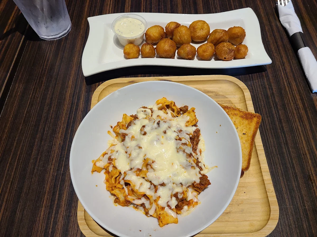 Lasagna and Deep Fried Mushrooms