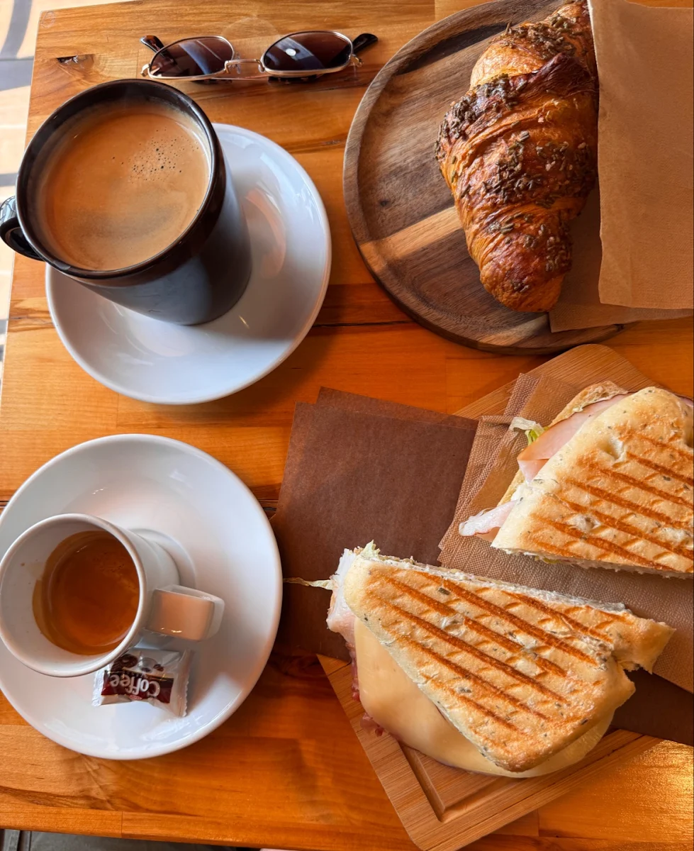 Turkey Bacon Sandwich and Pistachio Croissant