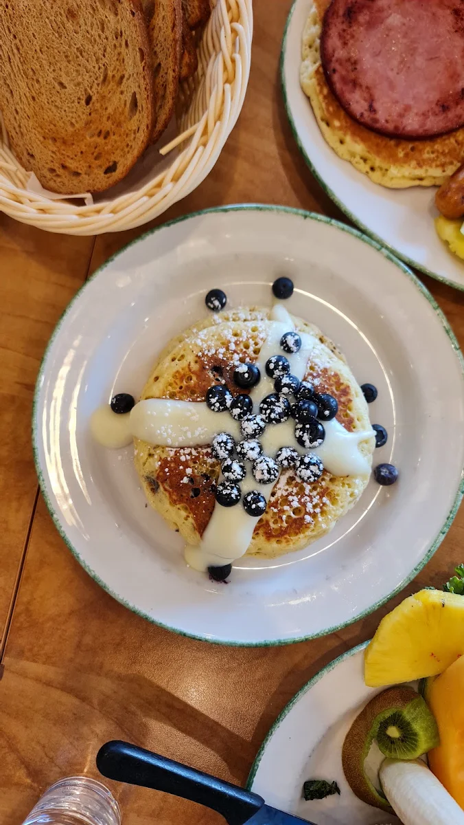 2 Eggs 2 Blueberry Pancakes and Bacon