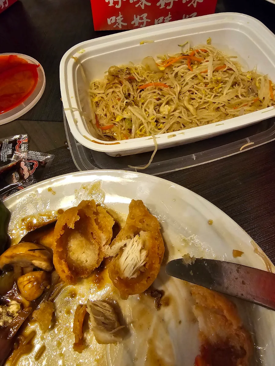 Very Dry Chicken Balls and House Noodles
