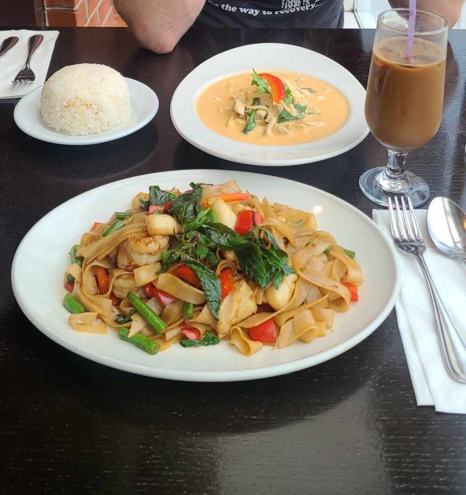 Drunken Noodles Red Curry Thai Iced Coffee