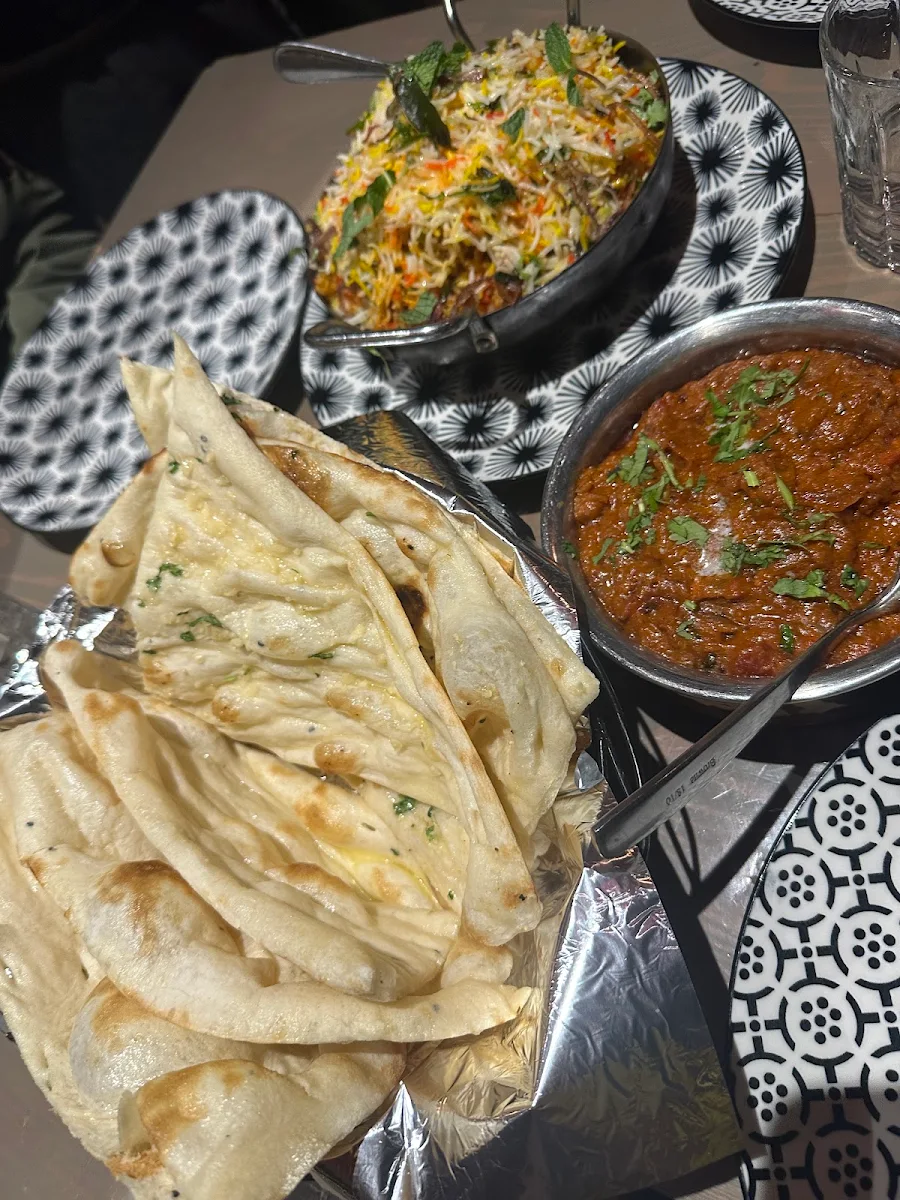 Garlic Naan and Basmati Rice