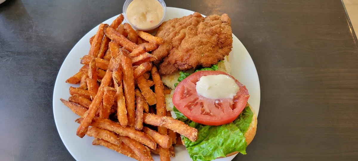 Chicken Burger with Sweet Potato Fries