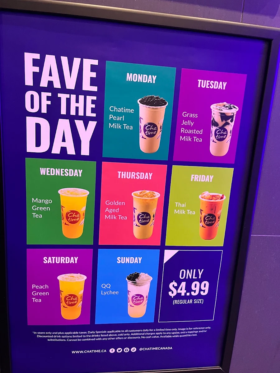 Menu, Chatime