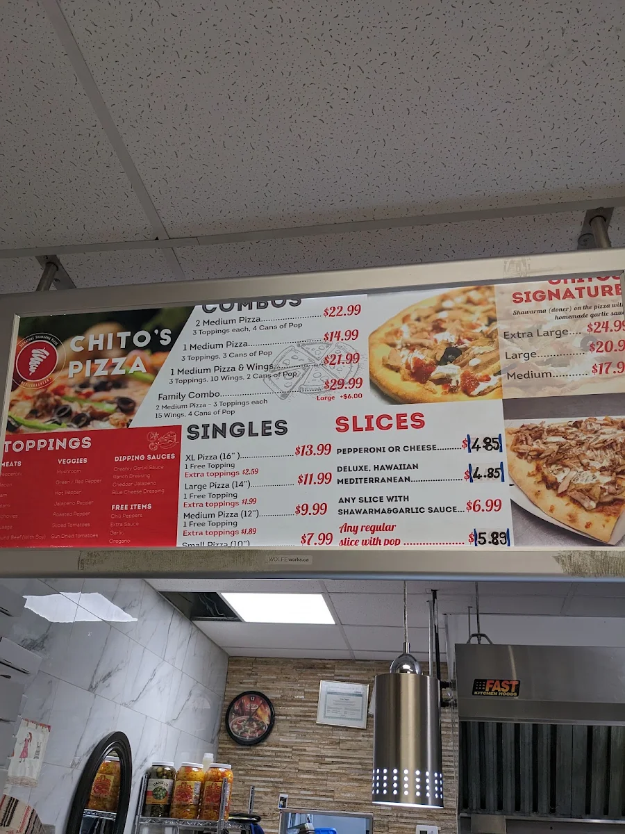 Menu, CHITO's Pizza and Mediterranean Restaurant