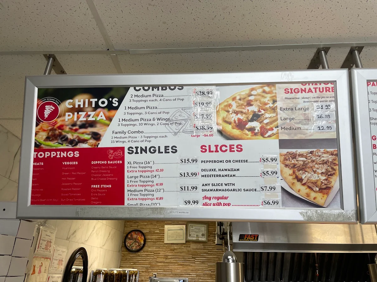 Menu, CHITO's Pizza and Mediterranean Restaurant
