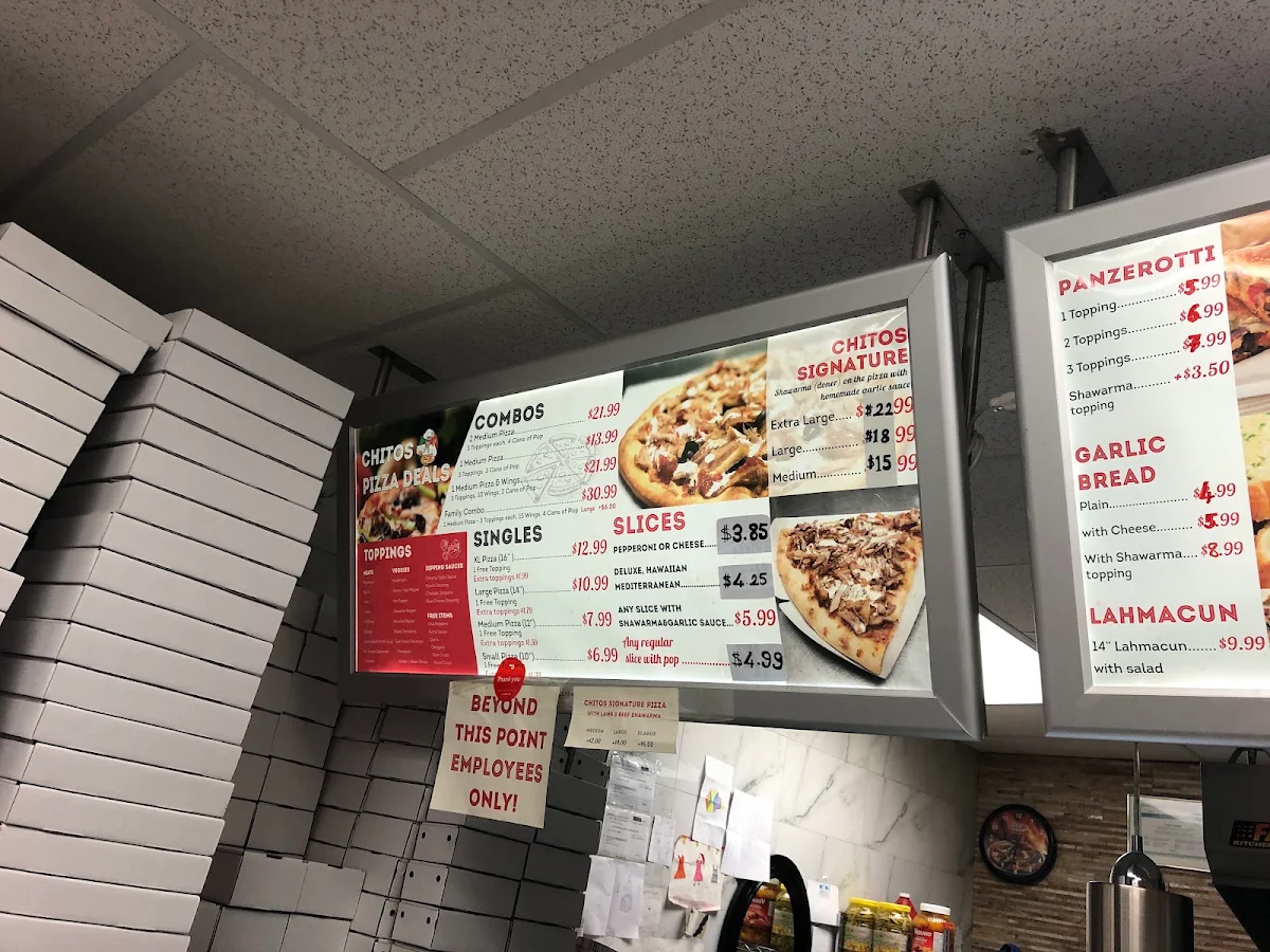 Menu, CHITO's Pizza and Mediterranean Restaurant