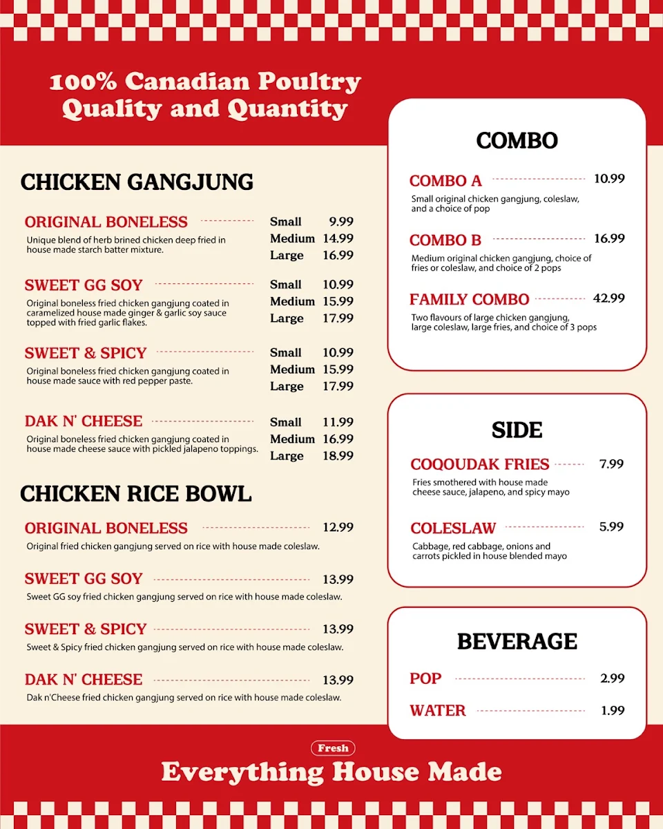Menu, Coqoudak