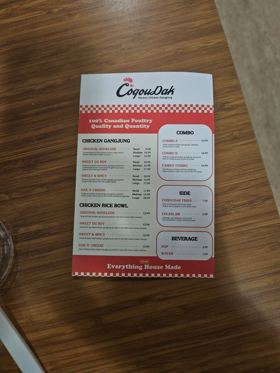Menu, Coqoudak