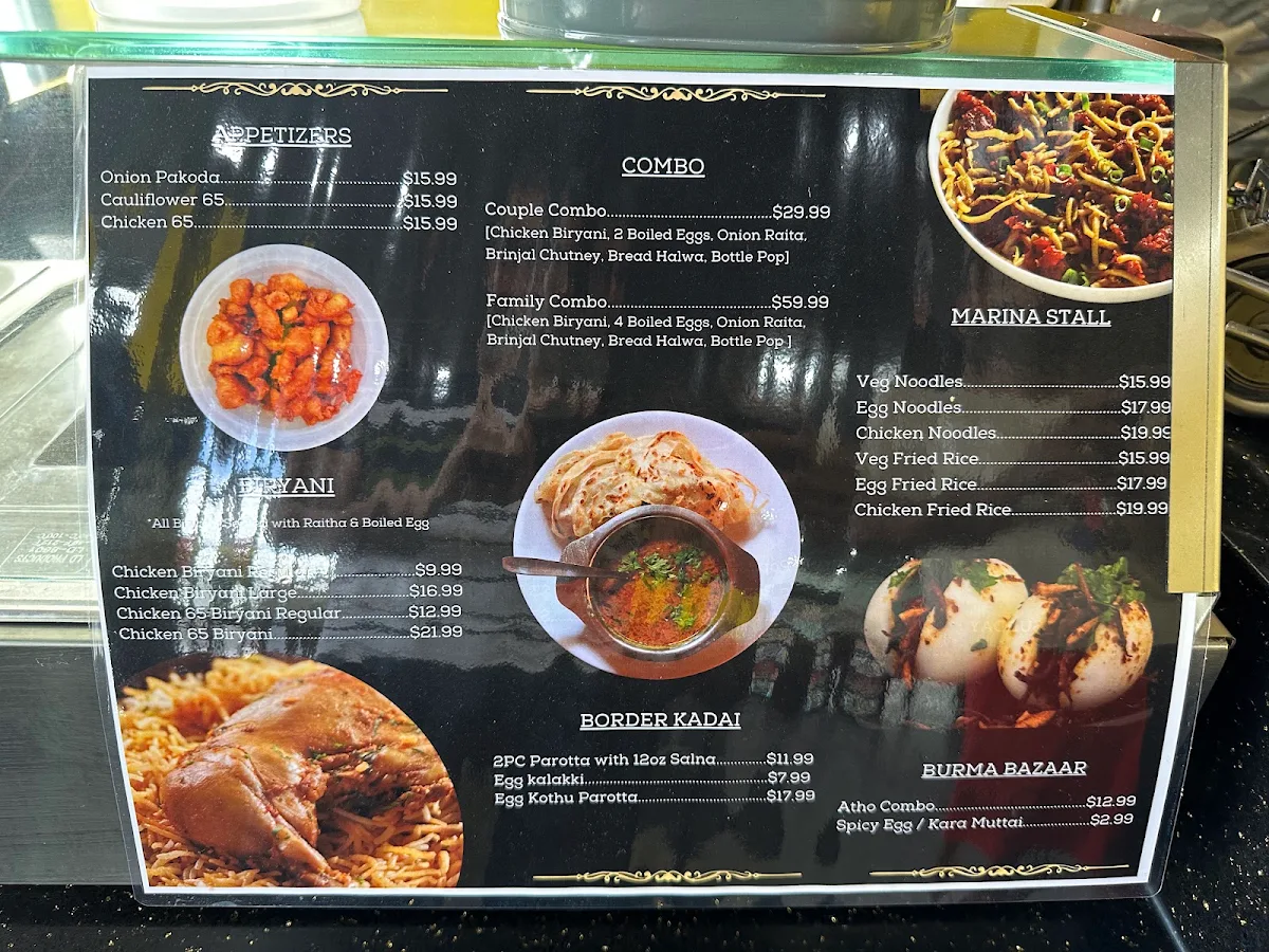 Menu, Noor's Bhai Biryani
