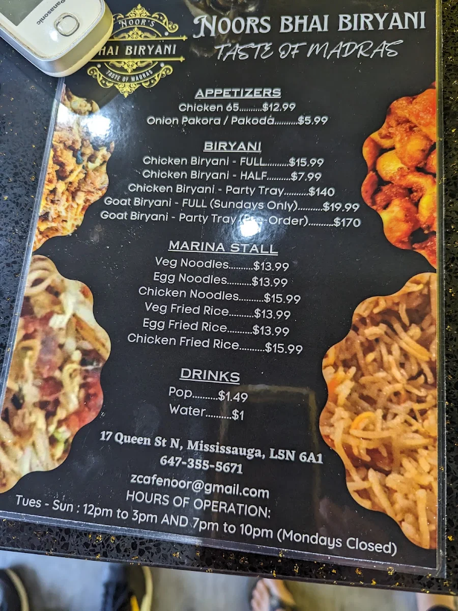 Menu, Noor's Bhai Biryani