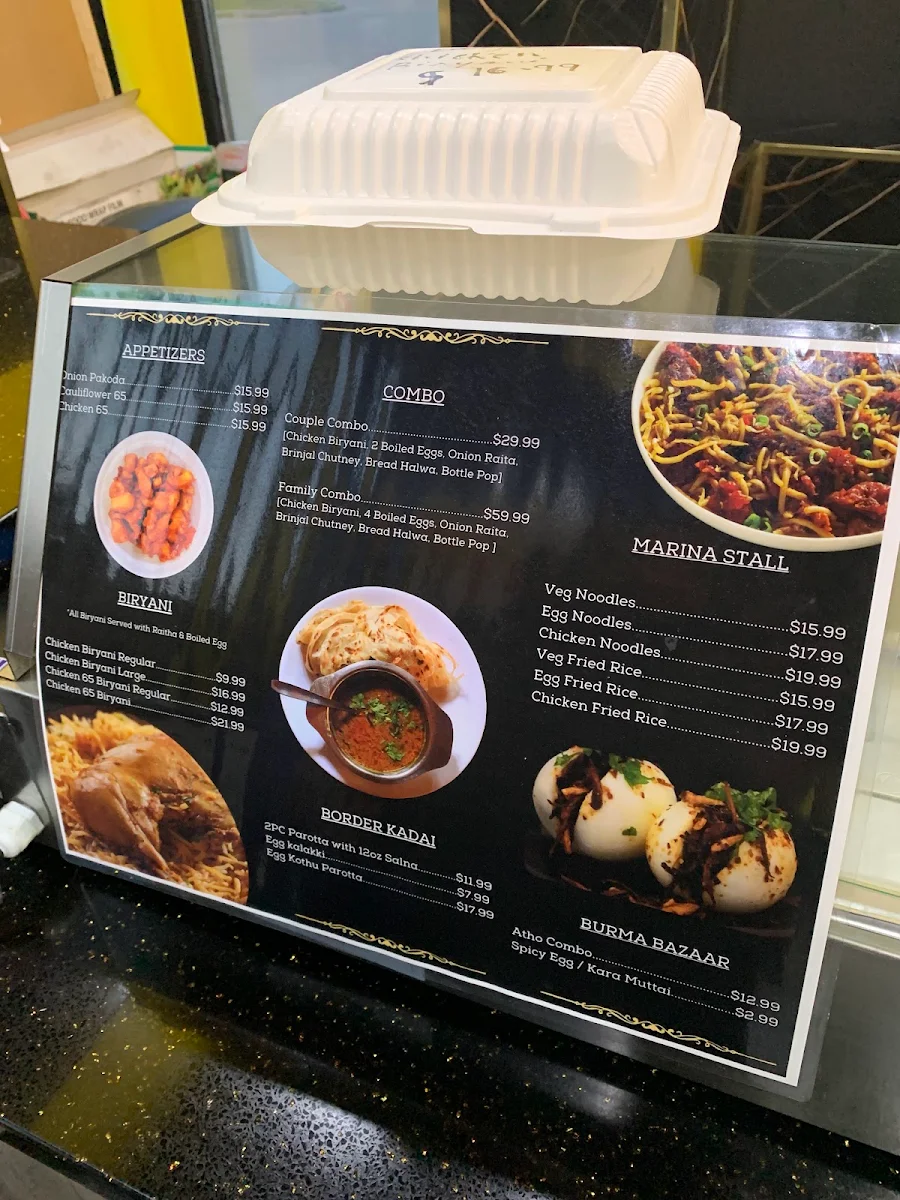 Menu, Noor's Bhai Biryani